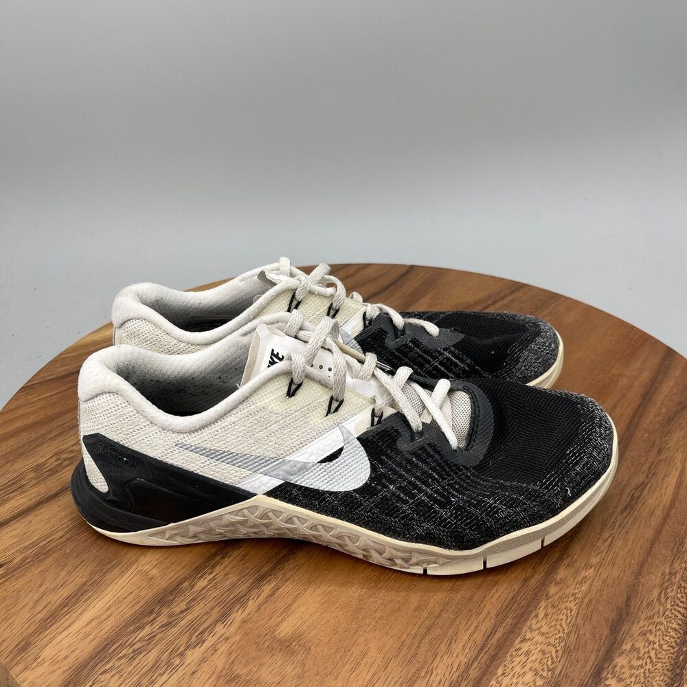 Nike Metcon 3 Shoes Mens Size 7 Black White Cross Training Lifting Gym Sneakers
